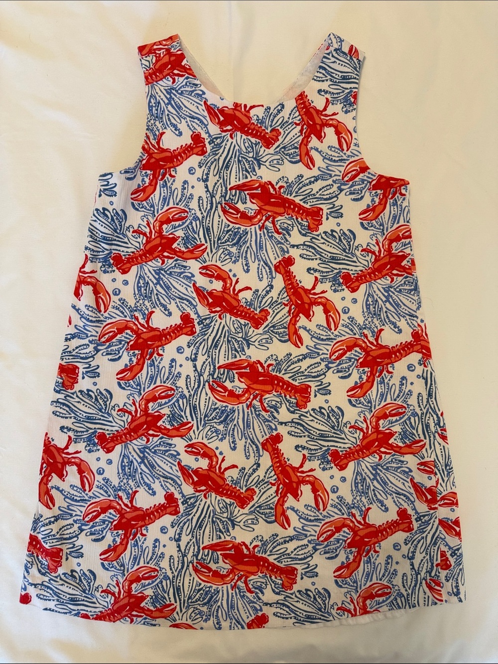 Tommy Bahama Red Lobster Print Blue Seaweed Girls Dress